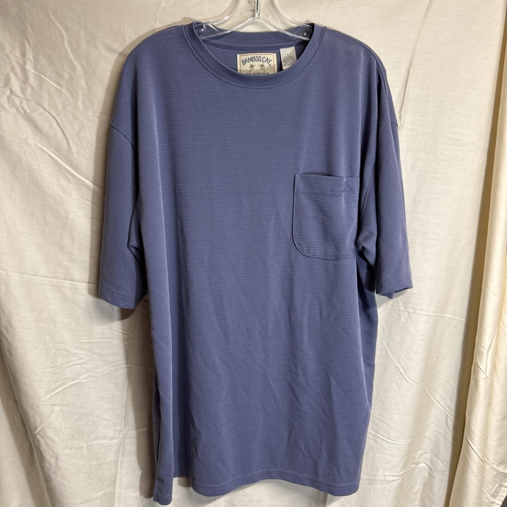 Bamboo Cay Men's Periwinkle Knit Pocket Shirt Large